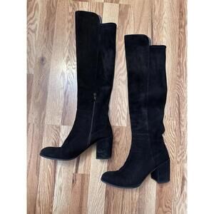 Stuart Weitzman Black Suede Leather Over The Knee Boots 8.5